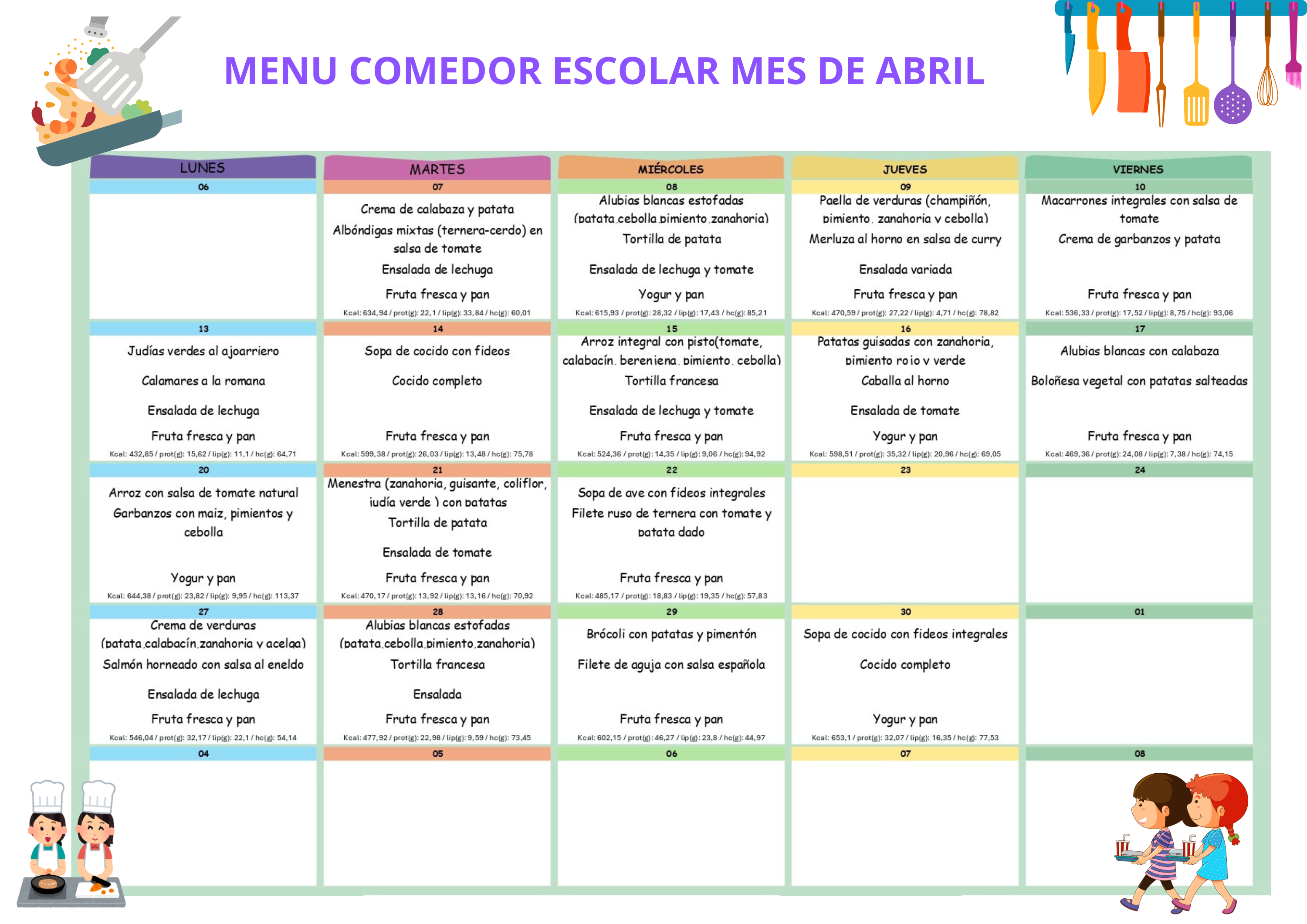 MENU ABRIL 2026