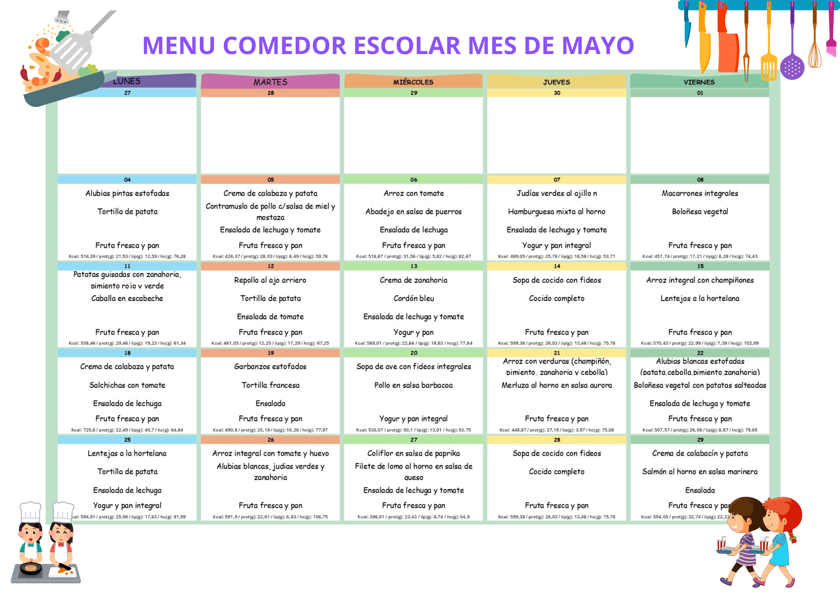 MENU MAYO 2026