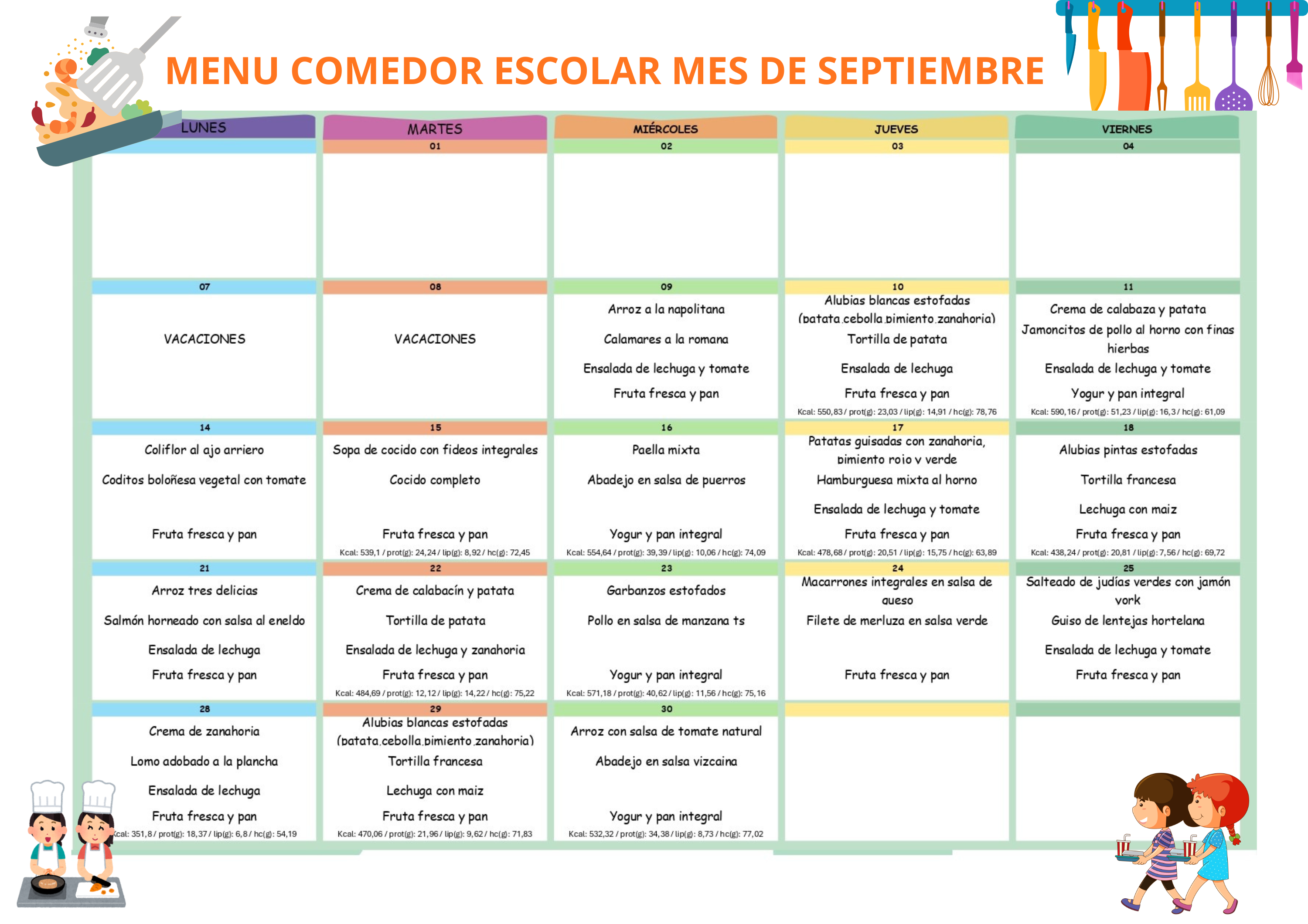 MENU SEPTIEMBRE